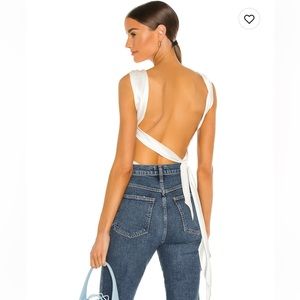 The Bar - Asher Top - Backless white silk blouse